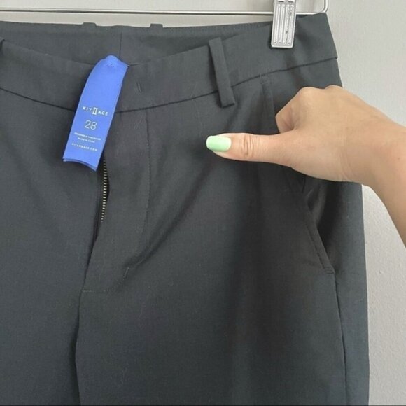 Kit & Ace Navy Blue Wool Stretch Suiting Flat Front Crop Trouser Pants - 28" - Picture 3 of 13